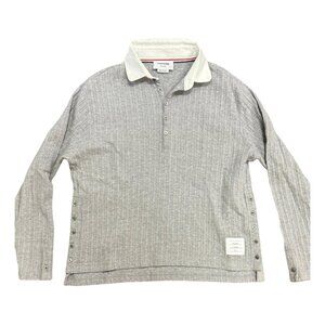 $1499 Authentic THOM BROWNE Made in JAPAN Men’s Grey Polo Sweatshirt Sz.5